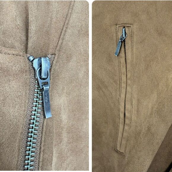 J. Jill Moto Jacket 3X Vegan Faux Suede Acorn Brown Soft Fall Zip Pockets Fall - Picture 7 of 15